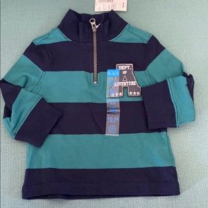 Striped 1/4 Zip long Sleeved Shirt